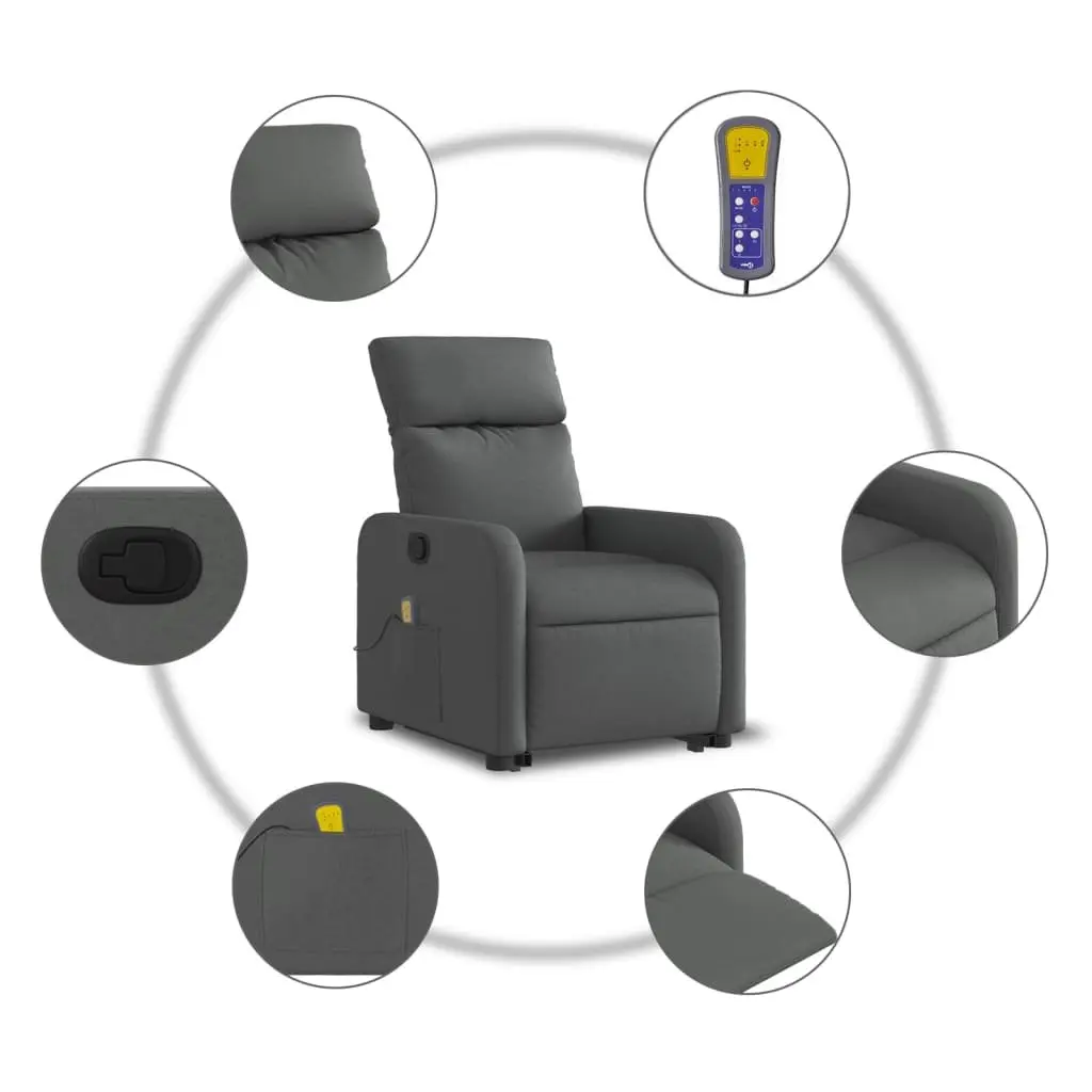 Grey Fabric Electric Massage Recliner Chair
