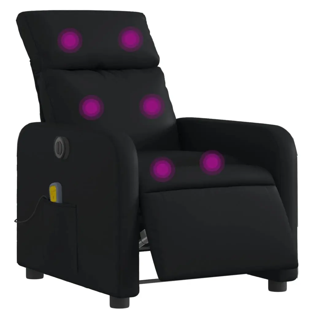 Electric Massage Recliner Chair Black Faux Leather with Footrest and 6 Massage Points
