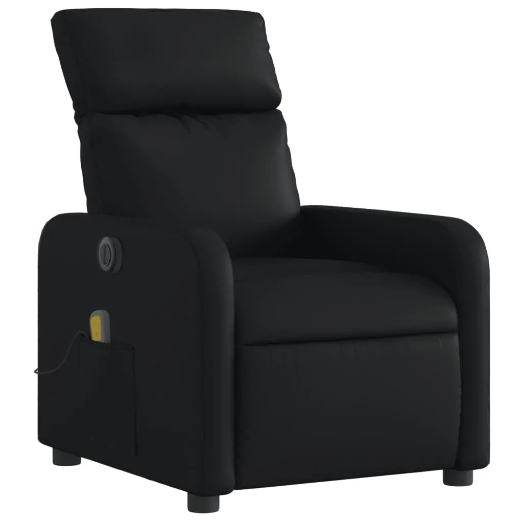 Electric Massage Recliner Chair Black Faux Leather with Footrest and 6 Massage Points