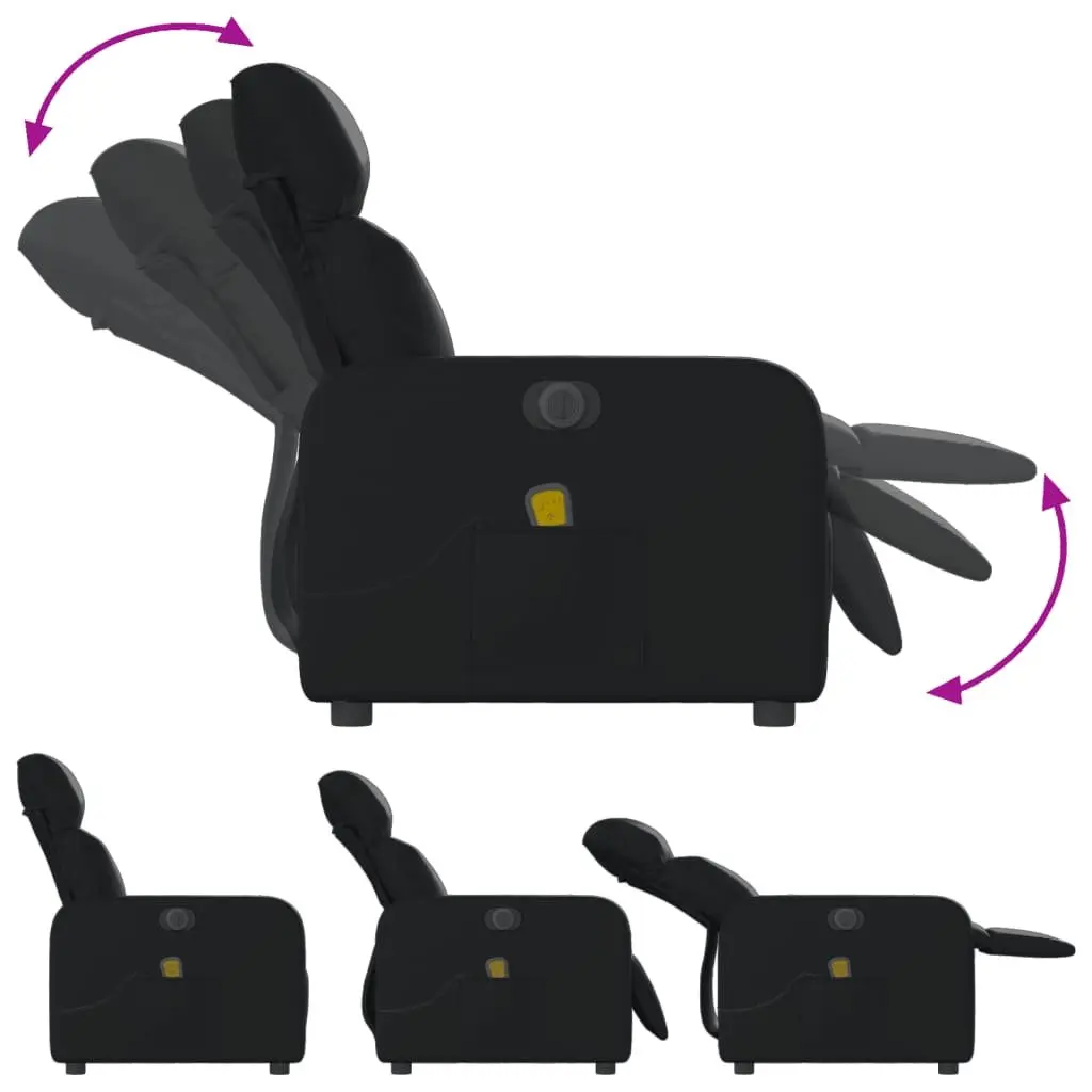 Electric Massage Recliner Chair Black Faux Leather with Footrest and 6 Massage Points
