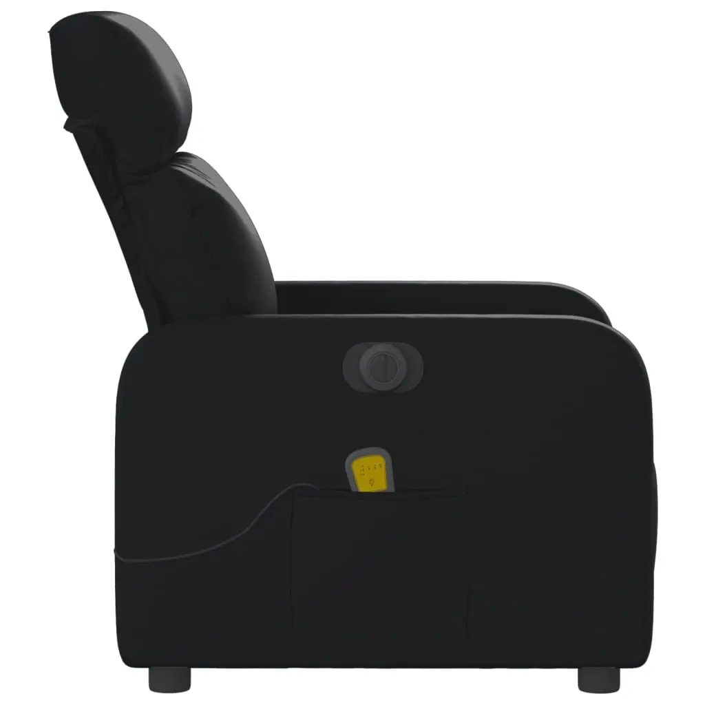 Electric Massage Recliner Chair Black Faux Leather with Footrest and 6 Massage Points