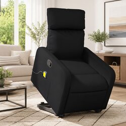 Stand Up Massage Recliner Chair Black Faux Leather Electric Power Lift Recline
