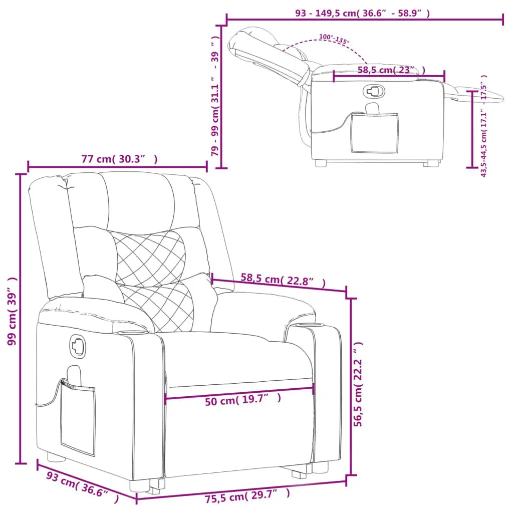 Massage Recliner Chair in Grey Fabric