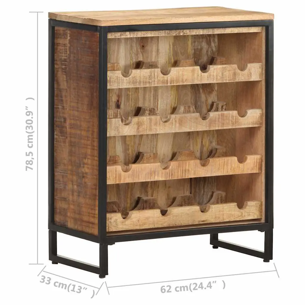 Wine Cabinet Rustic Mango Wood 62x33x78.5 cm Storage Display Holder