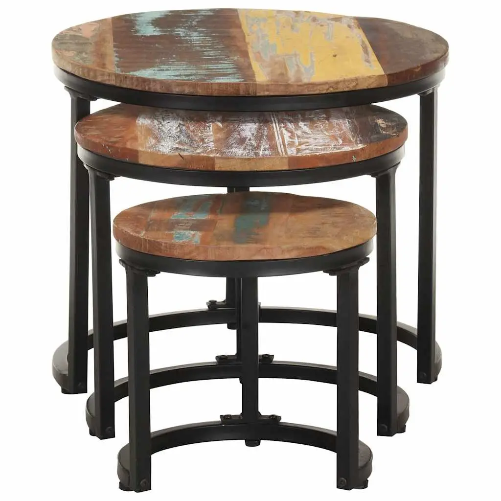 End Tables Solid Reclaimed Wood 3 Piece Set Industrial Home Decor