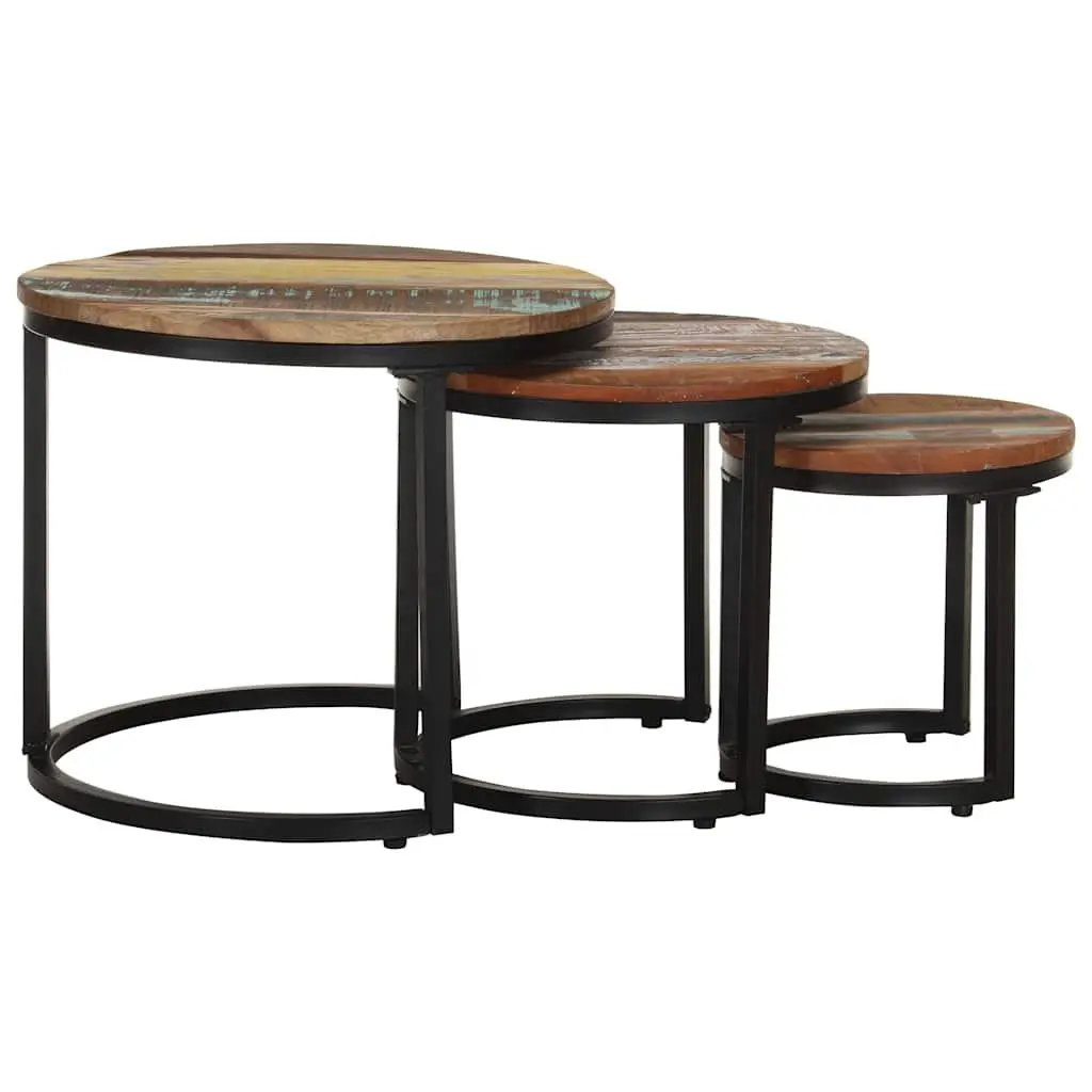 End Tables Solid Reclaimed Wood 3 Piece Set Industrial Home Decor