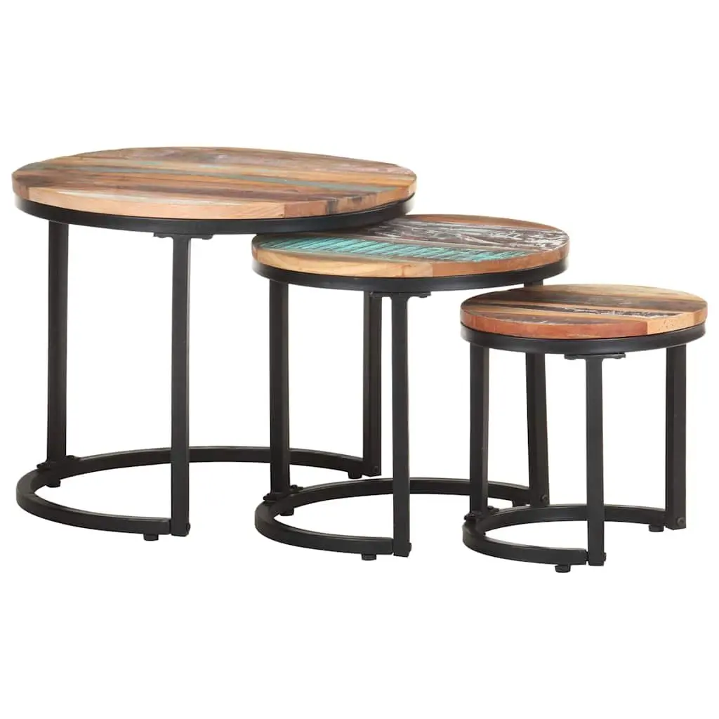 End Tables Solid Reclaimed Wood 3 Piece Set Industrial Home Decor