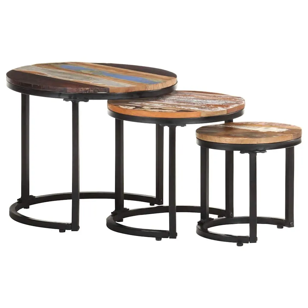 End Tables Solid Reclaimed Wood 3 Piece Set Industrial Home Decor