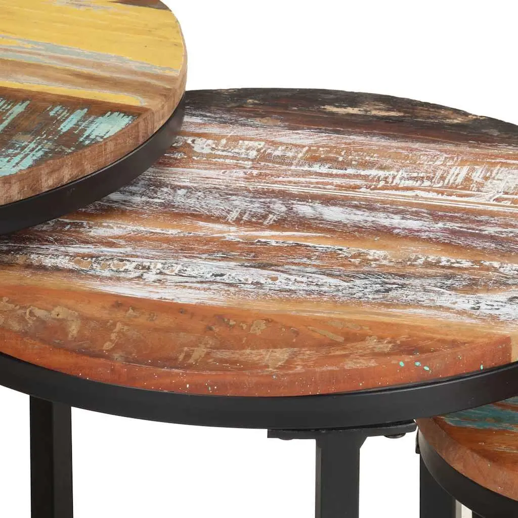 End Tables Solid Reclaimed Wood 3 Piece Set Industrial Home Decor