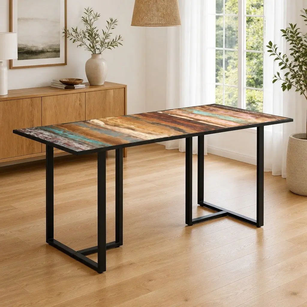 Dining Table Industrial Solid Reclaimed Wood 160 cm Brown