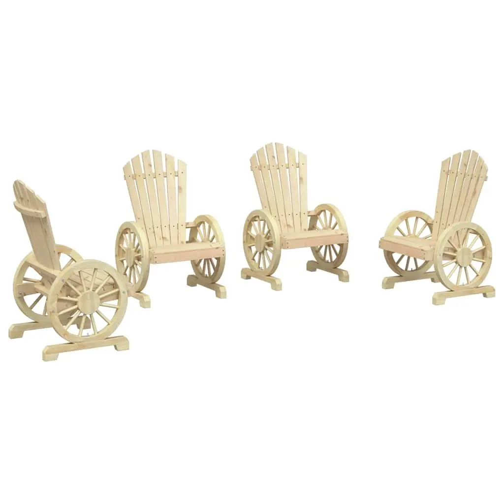 Outdoor Adirondack Chair Set 4 pcs Garden Lounge Seating Wood Brown