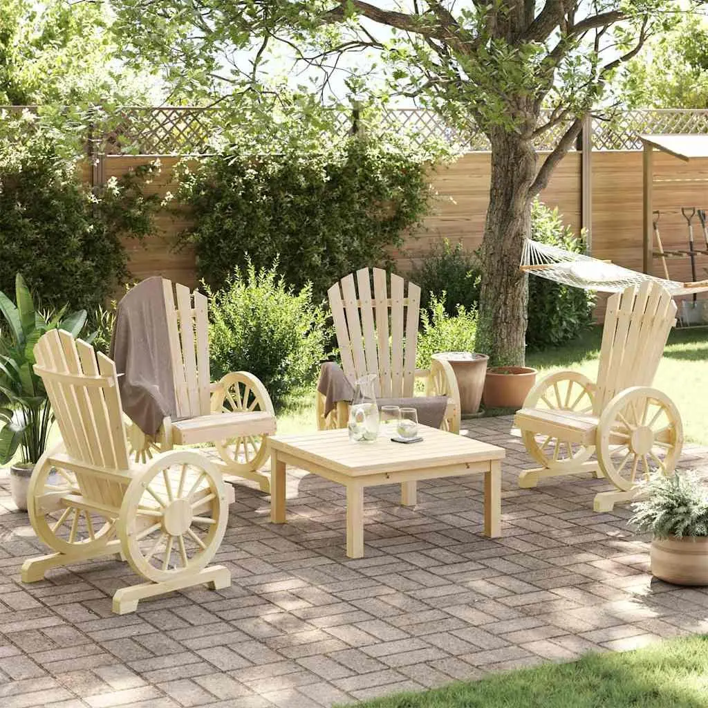 Outdoor Adirondack Chair Set 4 pcs Garden Lounge Seating Wood Brown