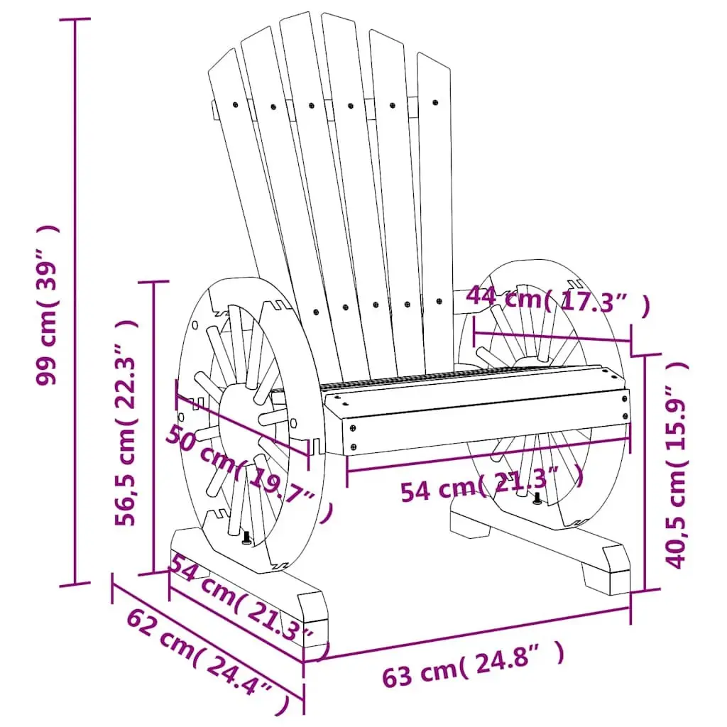 Outdoor Adirondack Chair Set 4 pcs Garden Lounge Seating Wood Brown