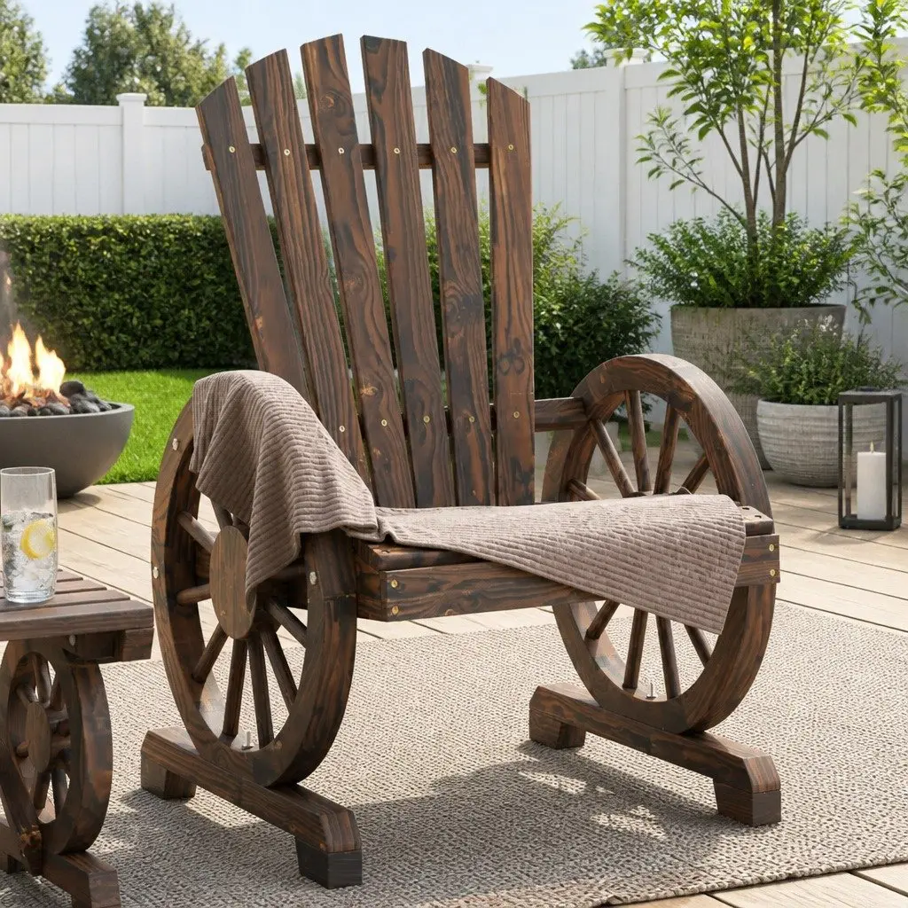 Adirondack Chairs Solid Wood Fir Brown 4 Piece Garden Seating Set