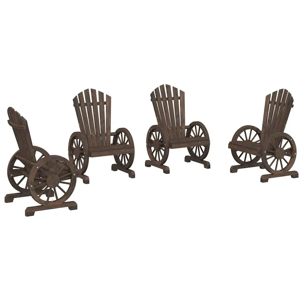 Adirondack Chairs Solid Wood Fir Brown 4 Piece Garden Seating Set