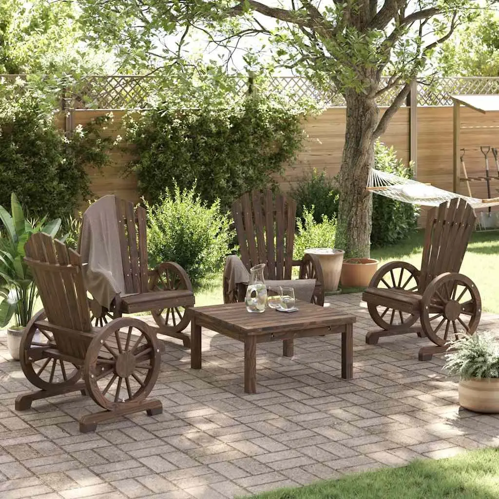 Adirondack Chairs Solid Wood Fir Brown 4 Piece Garden Seating Set