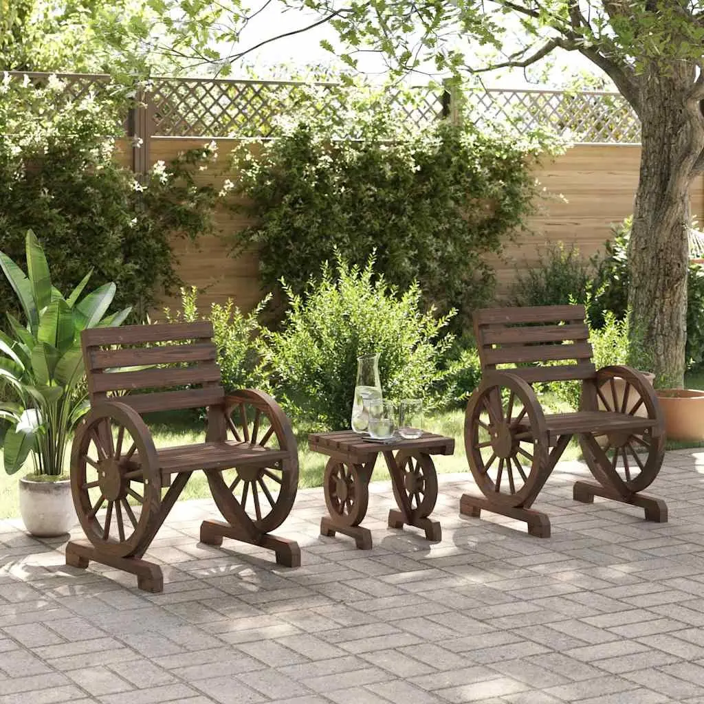 3 Piece Adirondack Garden Lounge Set Solid Fir Wood Brown