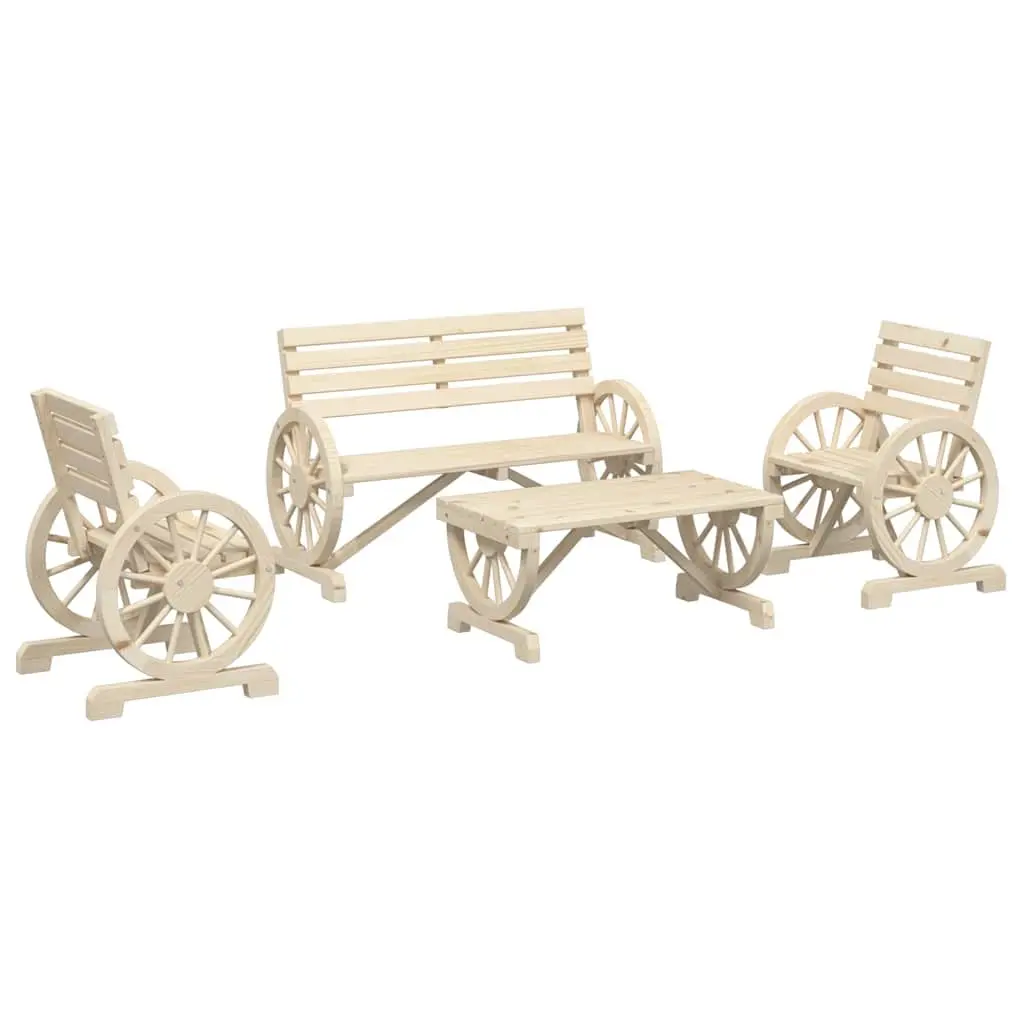 4 Piece Adirondack Style Garden Lounge Set Brown Wooden Chair