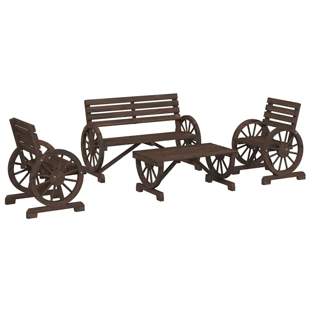 4 Piece Outdoor Garden Lounge Set Solid Fir Wood Adirondack Chairs Coffee Table