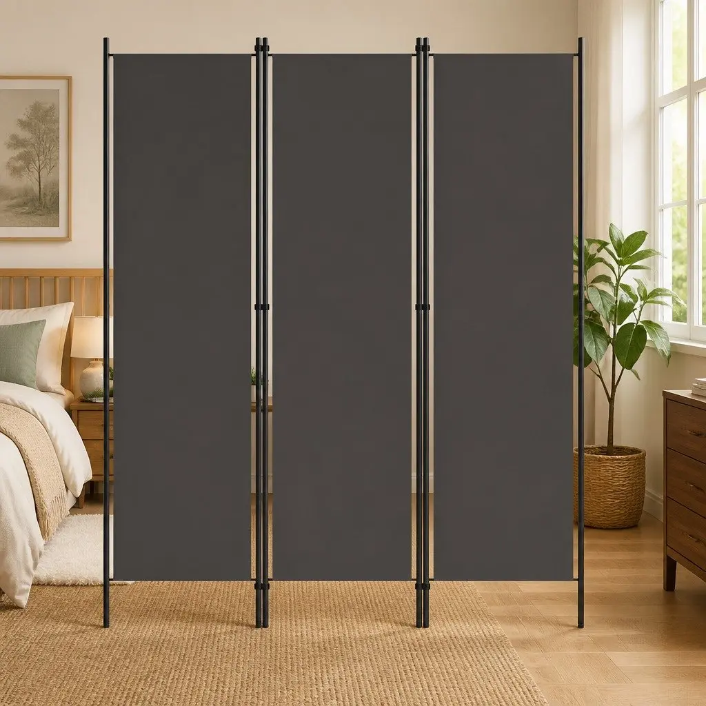 3-Panel Room Divider Anthracite Freestanding Partition Privacy Screen Folding 150 x 180 cm