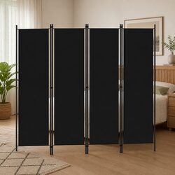 4-Panel Room Divider Folding Privacy Screen Partition Bedroom Freestanding Black