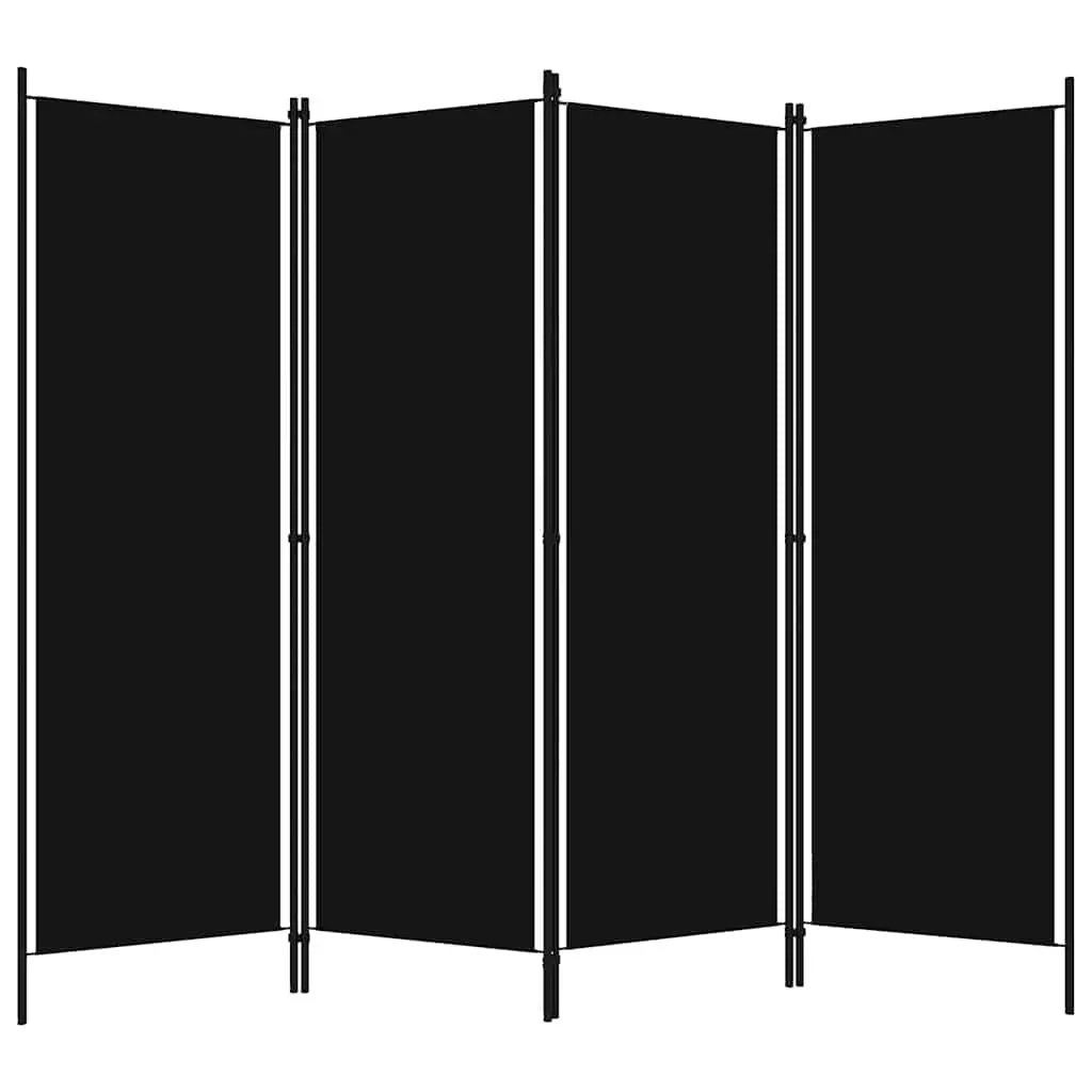 Freestanding 4-Panel Black Room Divider Folding Privacy Screen Partition 200x180cm