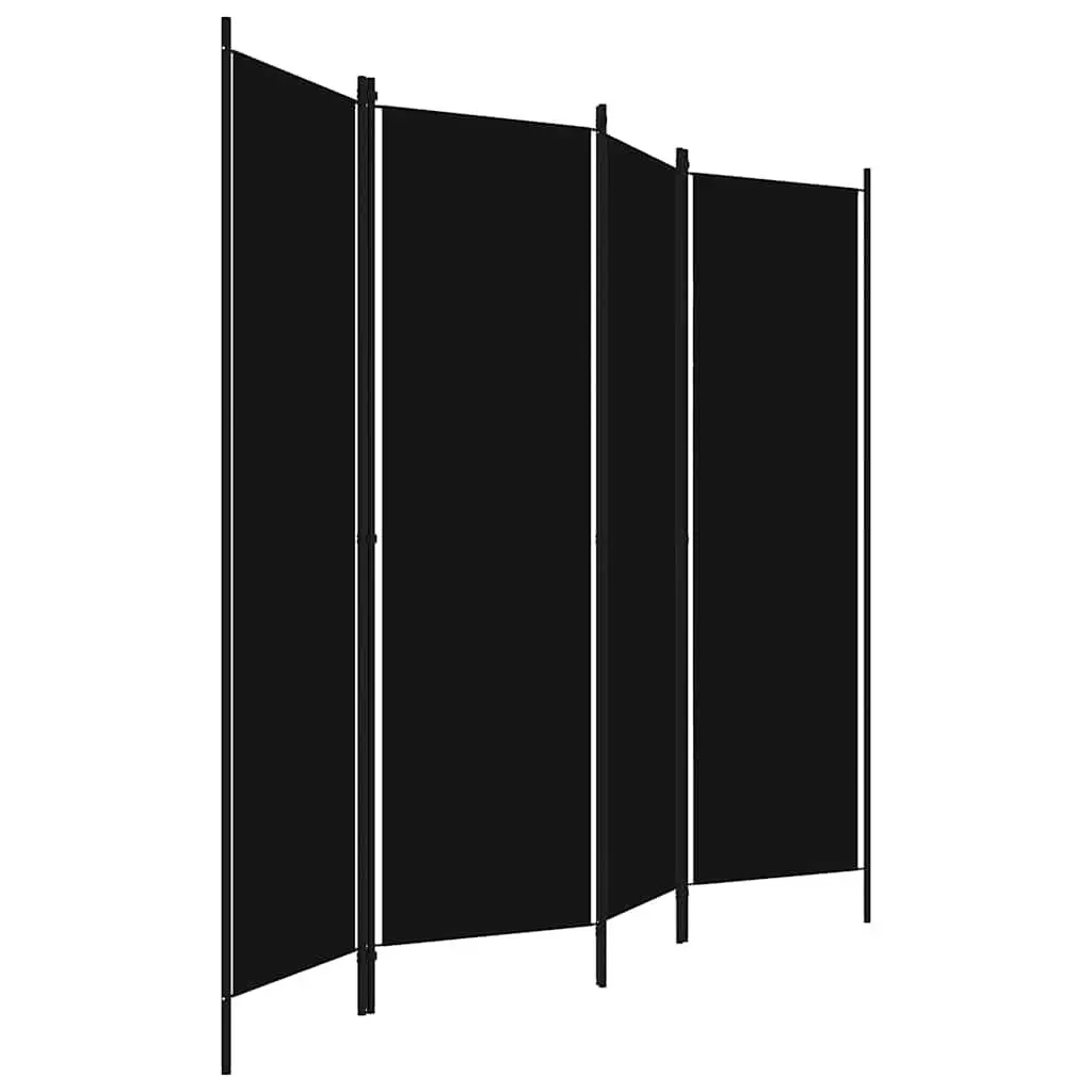 Freestanding 4-Panel Black Room Divider Folding Privacy Screen Partition 200x180cm