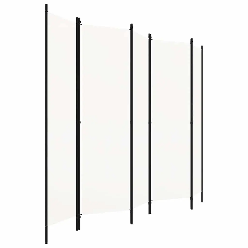 5-Panel Room Divider White Freestanding Folding Privacy Screen 250 x 180 cm