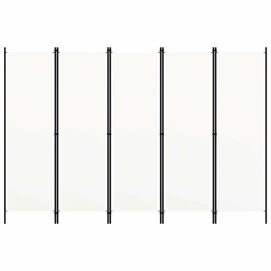 5-Panel Room Divider White Freestanding Folding Privacy Screen 250 x 180 cm