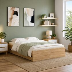 Bed Frame with Storage Drawers Brown Engineered Wood 135x190cm Bedroom Furniture