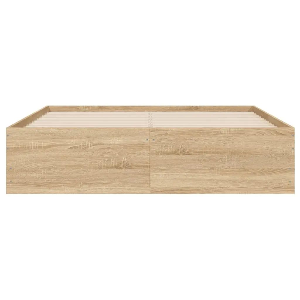 Bed Frame with Storage Drawers Brown Engineered Wood 135x190cm