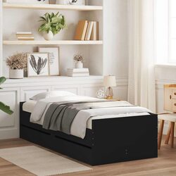 Your New Black Bed Frame with Storage Drawers 90x190 cm