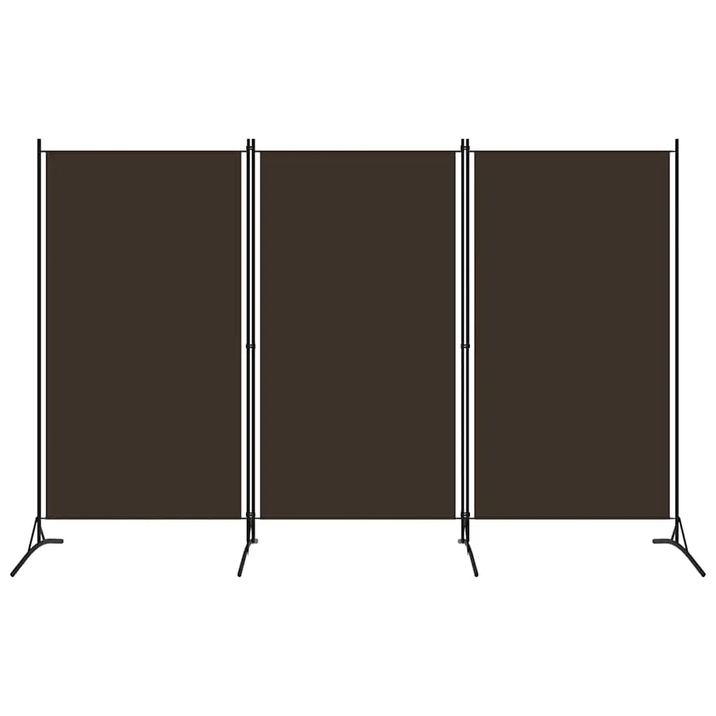 3-Panel Room Divider Folding Screen Partition Brown 260x180 cm Fabric