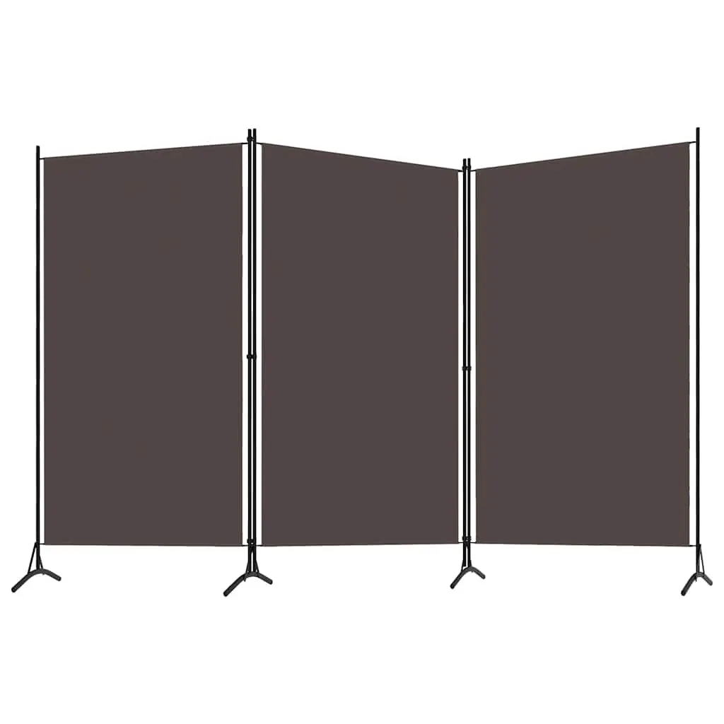 3-Panel Room Divider Folding Screen Partition Brown 260x180 cm Fabric
