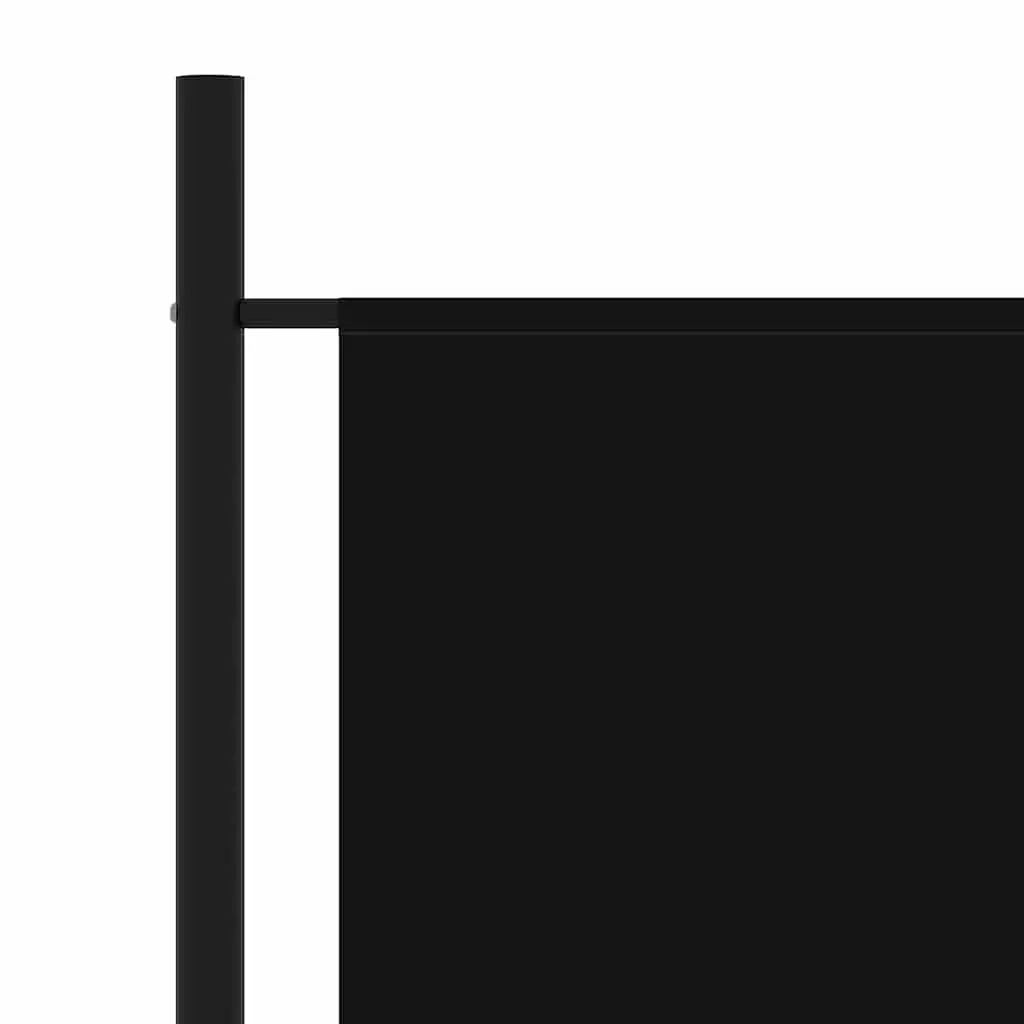 3-Panel Room Divider Black Folding Screen Fabric Partition 260 x 180 cm