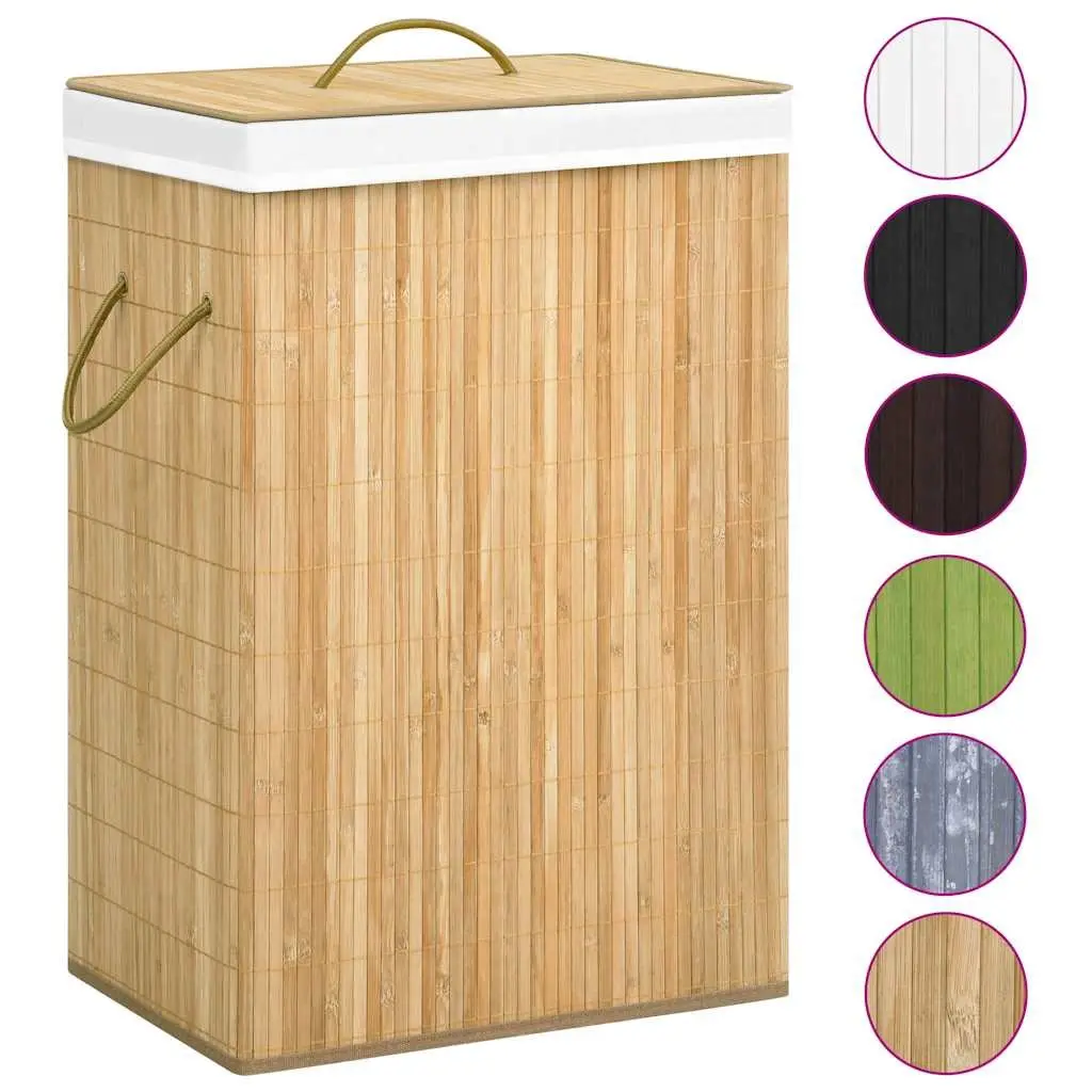 Bamboo Laundry Basket 72L Foldable 2 Section Storage Bin