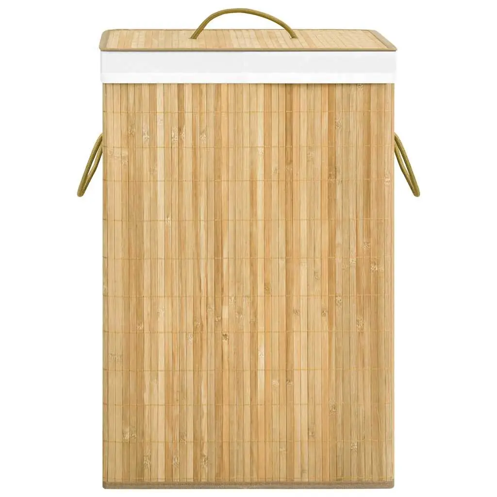 Bamboo Laundry Basket 72L Foldable 2 Section Storage Bin