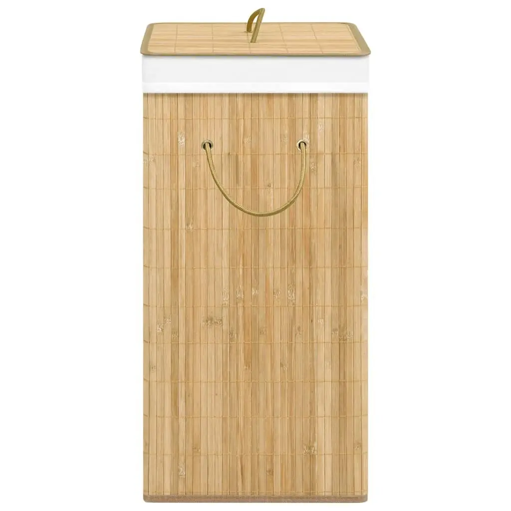 Bamboo Laundry Basket 72L Foldable 2 Section Storage Bin