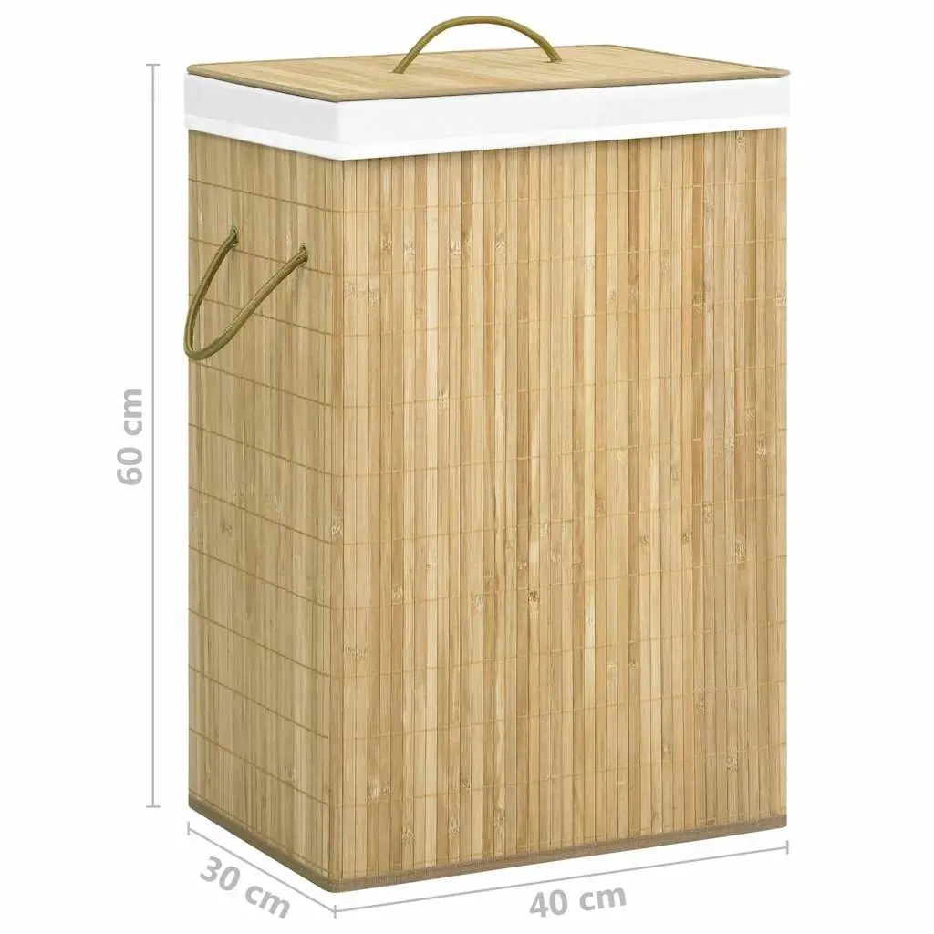 Bamboo Laundry Basket 72L Foldable 2 Section Storage Bin