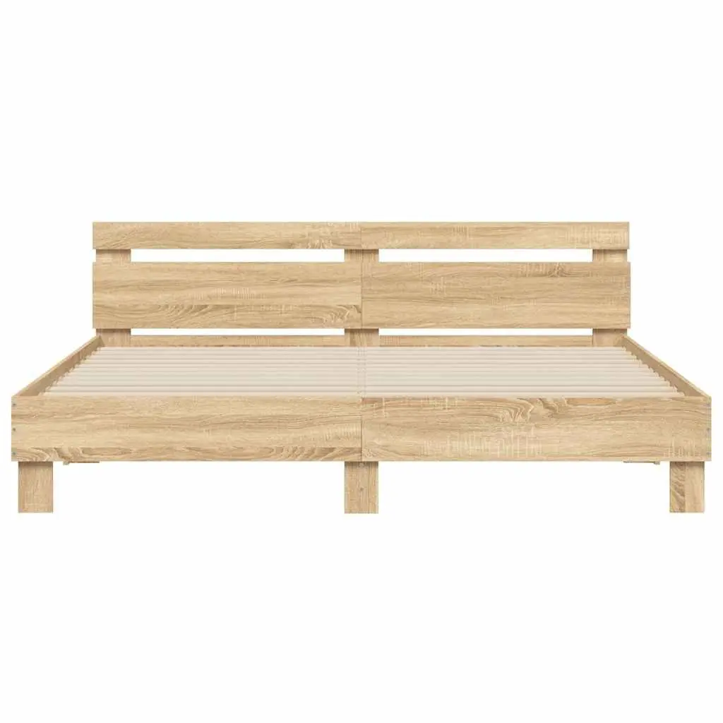 King Bed Frame Engineered Wood Sonoma Oak Brown 183 x 203 cm