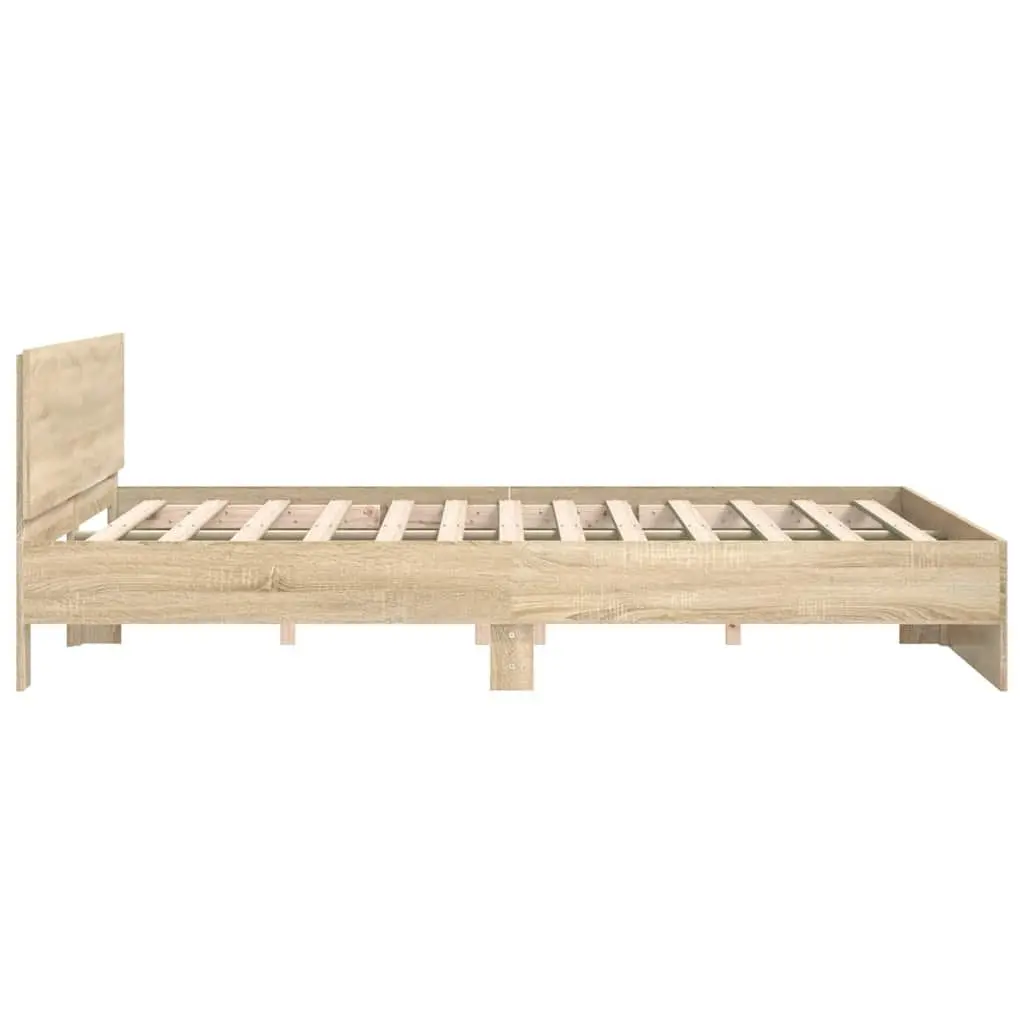 Bed Frame Sonoma Oak 150x200 cm Bedroom Furniture Slatted Base Support