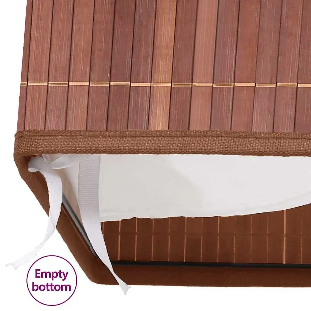 Bamboo Hamper 72L Foldable with Handles 2 Sections Brown