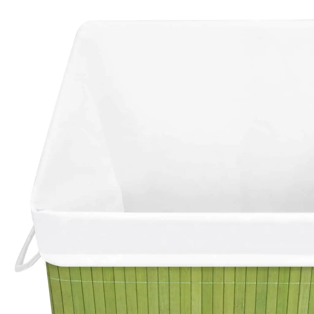 Bamboo Laundry Basket Single Section Storage Hamper Household Organiser Green