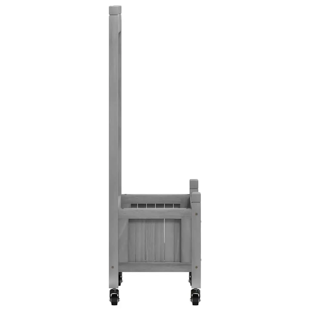 Wooden Planter with Trellis and Wheels Grey Outdoor