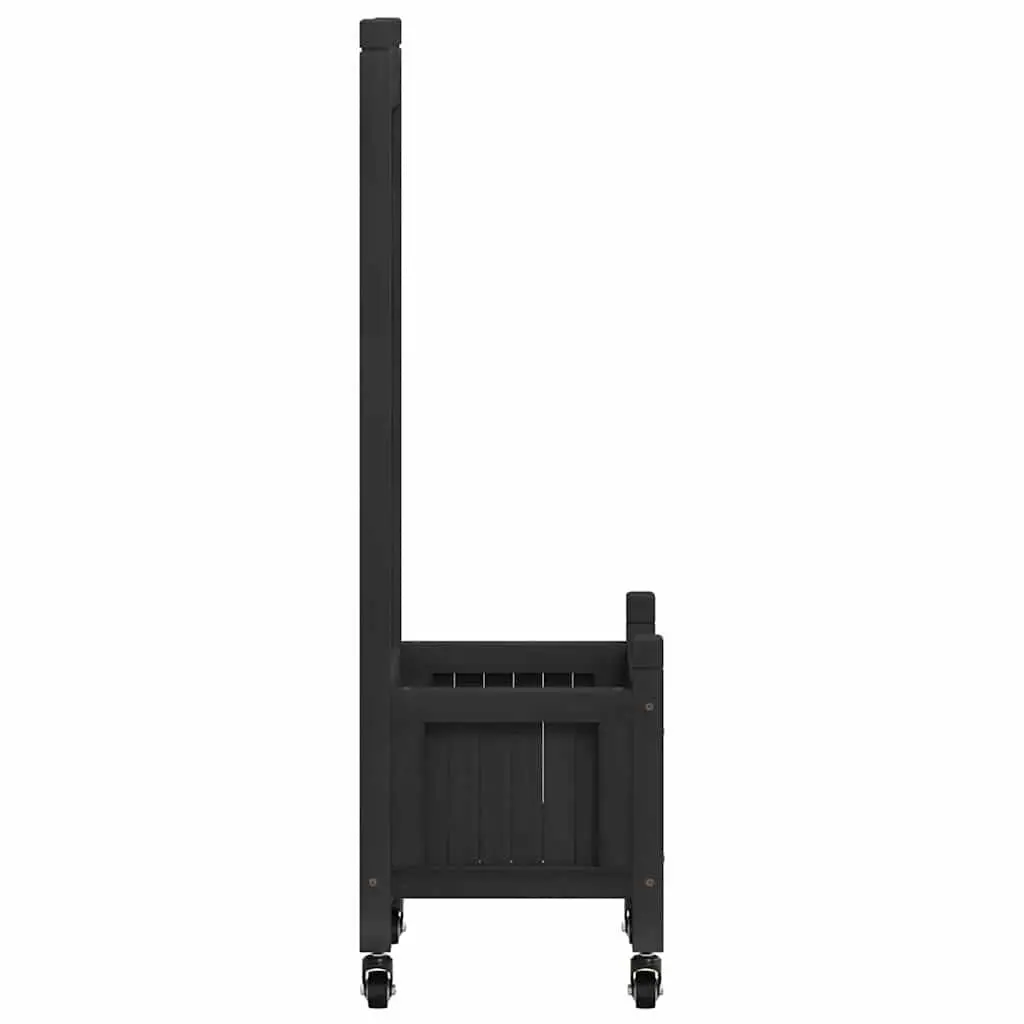 Wooden Planter with Trellis and Wheels Black