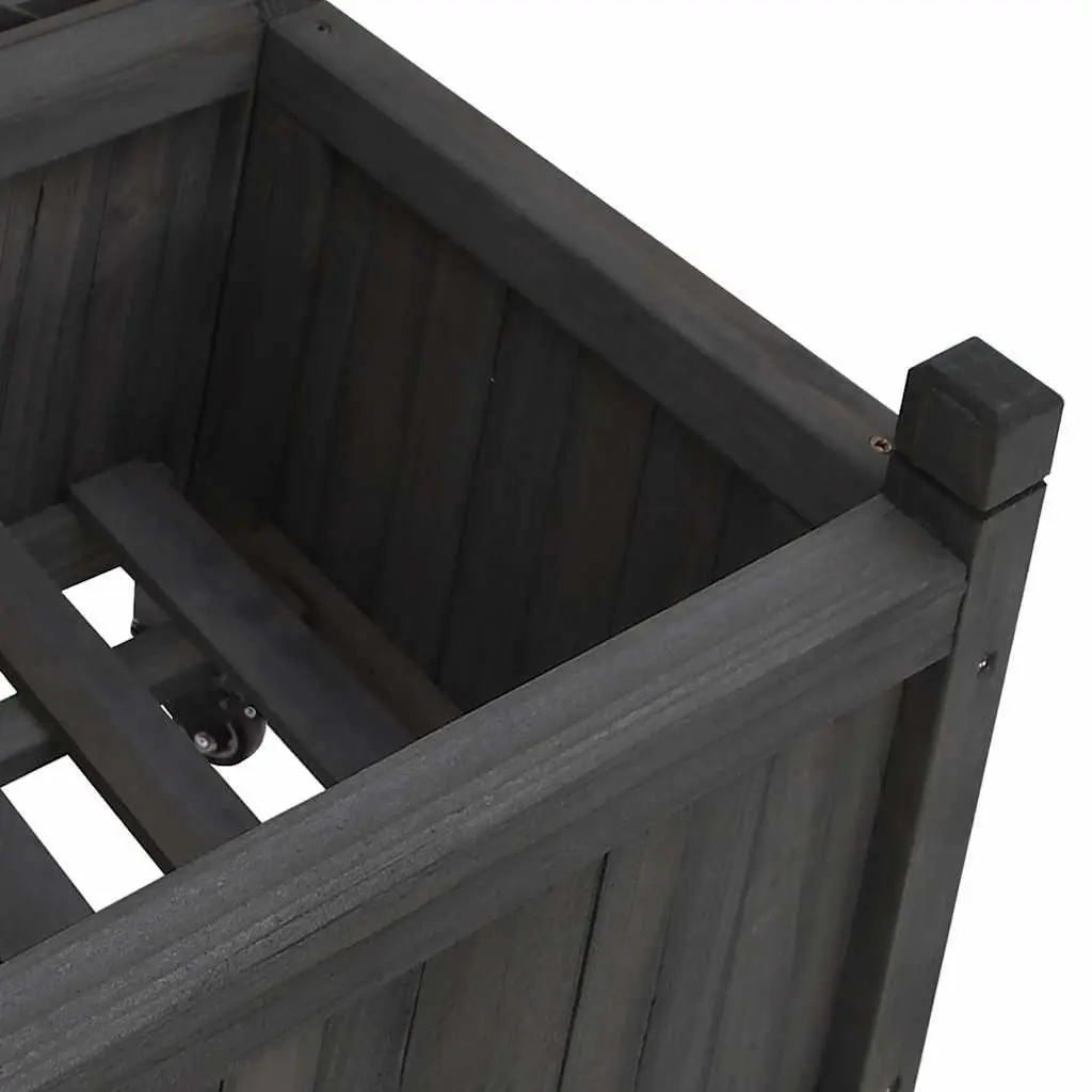 Wooden Planter with Trellis and Wheels Black