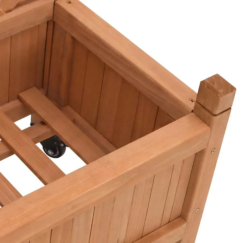 Wooden Planter with Trellis and Wheels Brown Fir Garden Climbing Plants
