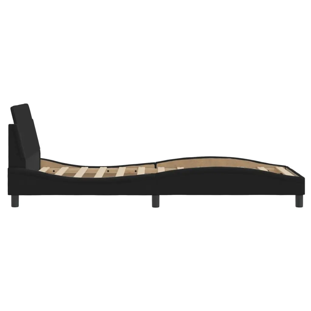 Bed Frame Black Fabric Headboard Slatted Base 90x190 cm