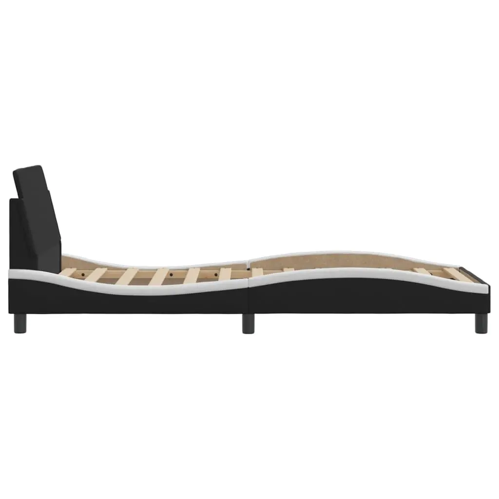 Bed Frame with Headboard 90x190 cm Black White Faux Leather Modern Bedroom