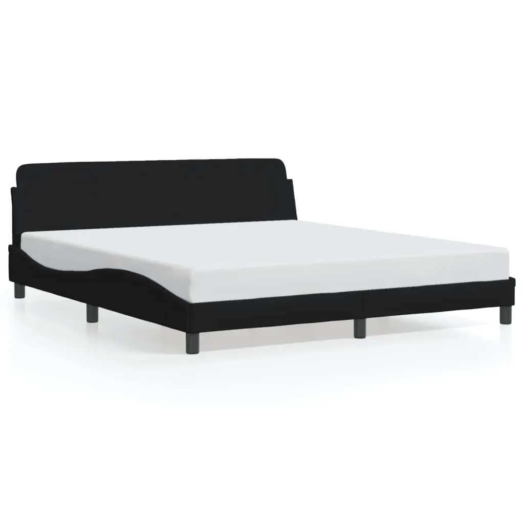 King Bed Frame 180x200cm Black Fabric Headboard Bedroom Furniture Slats